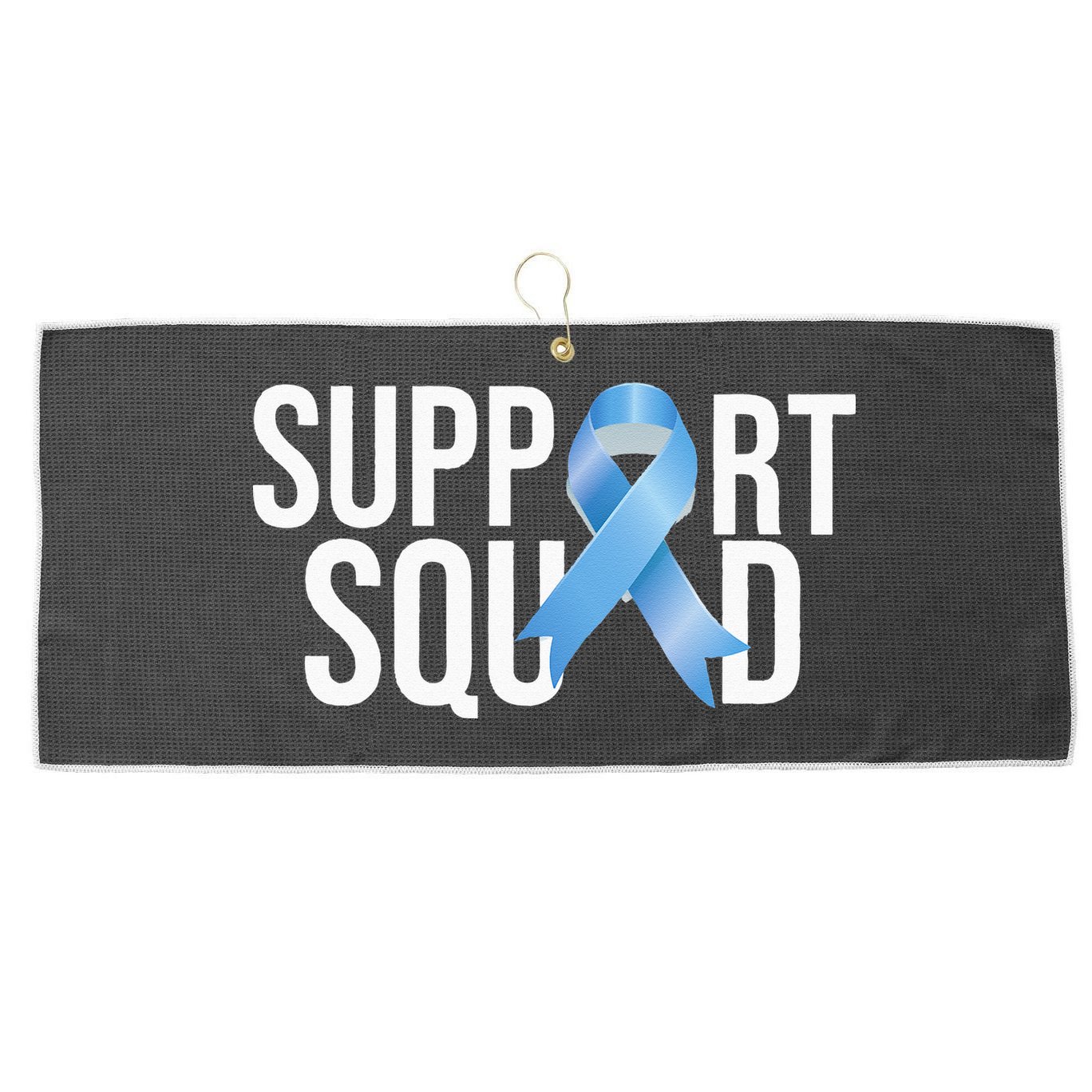 Support Squat Prostate Cancer Awareness Blue Ribbon Survivor Large Microfiber Waffle Golf Towel