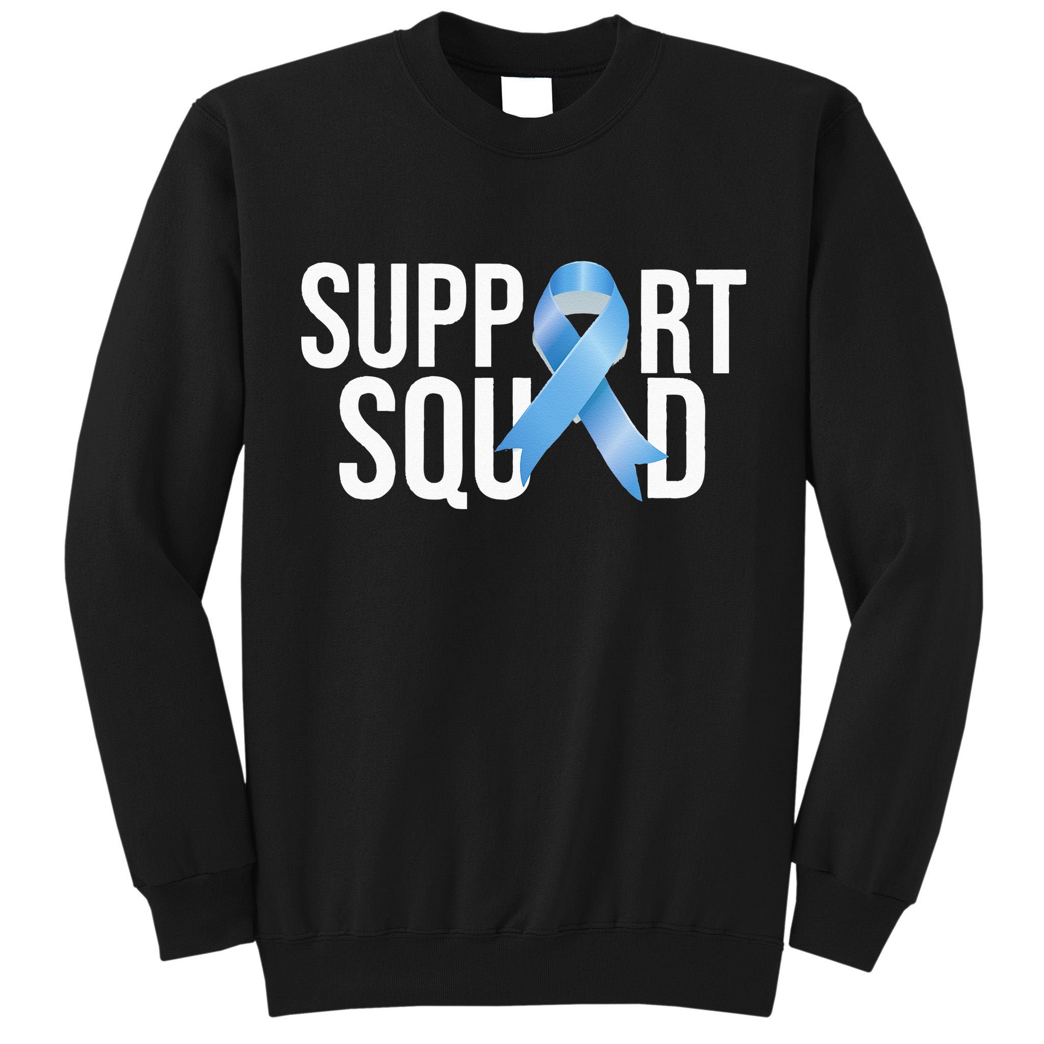 Support Squat Prostate Cancer Awareness Blue Ribbon Survivor Tall Sweatshirt