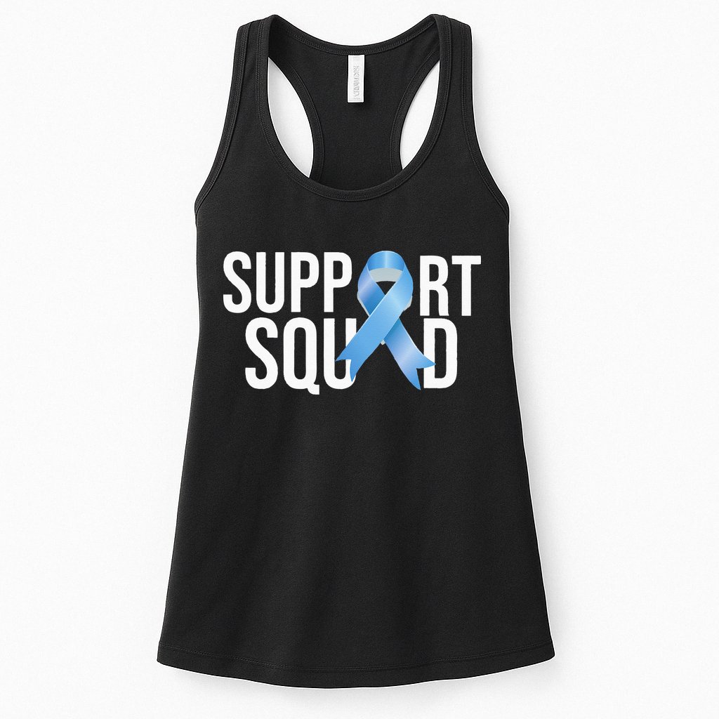 Support Squat Prostate Cancer Awareness Blue Ribbon Survivor Womens Tank Top