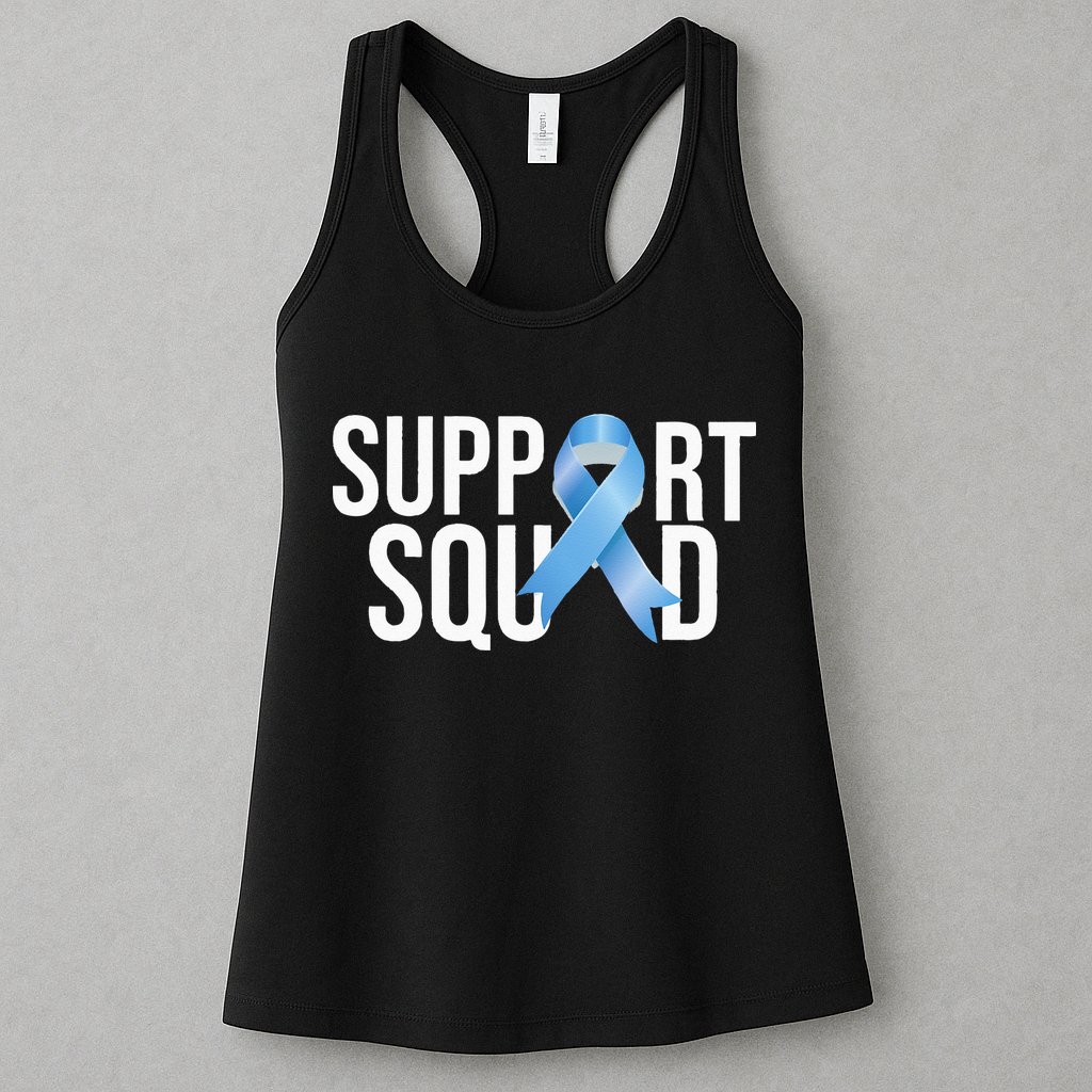 Support Squat Prostate Cancer Awareness Blue Ribbon Survivor Womens Tank Top