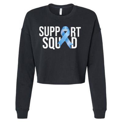 Support Squat Prostate Cancer Awareness Blue Ribbon Survivor Cropped Pullover Crew