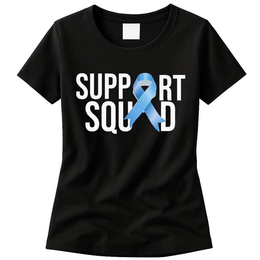 Support Squat Prostate Cancer Awareness Blue Ribbon Survivor Womens T-Shirt