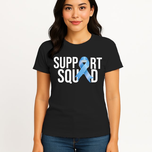 Support Squat Prostate Cancer Awareness Blue Ribbon Survivor Womens T-Shirt