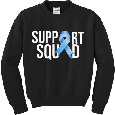 Support Squat Prostate Cancer Awareness Blue Ribbon Survivor Kids Sweatshirt