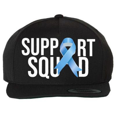 Support Squat Prostate Cancer Awareness Blue Ribbon Survivor Wool Snapback Cap