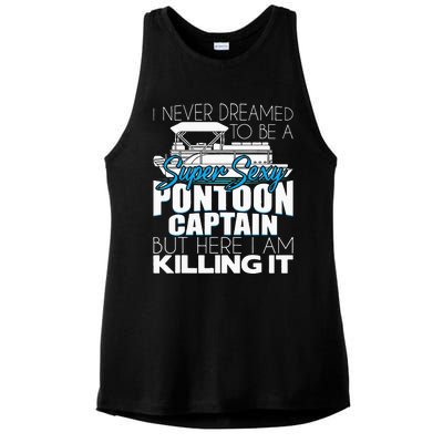 Super Sexy Pontoon Captain Funny Pontoon Boat Pontooning Ladies PosiCharge Tri-Blend Wicking Tank