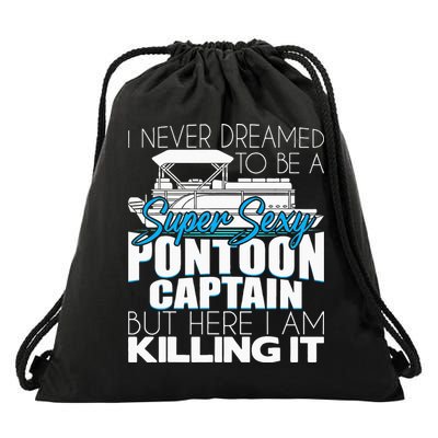Super Sexy Pontoon Captain Funny Pontoon Boat Pontooning Drawstring Bag