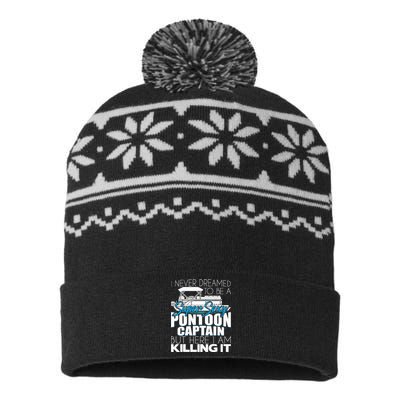 Super Sexy Pontoon Captain Funny Pontoon Boat Pontooning USA-Made Snowflake Beanie