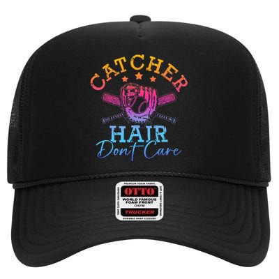 Softball Softball Player Softball Catcher High Crown Mesh Back Trucker Hat