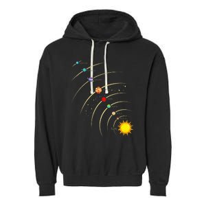 Solar System Planets & Orbit Educational Astrology Garment-Dyed Fleece Hoodie