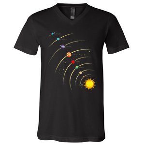 Solar System Planets & Orbit Educational Astrology V-Neck T-Shirt