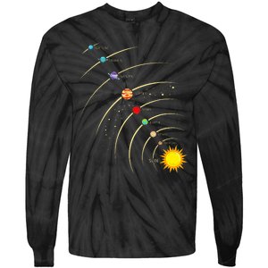 Solar System Planets & Orbit Educational Astrology Tie-Dye Long Sleeve Shirt