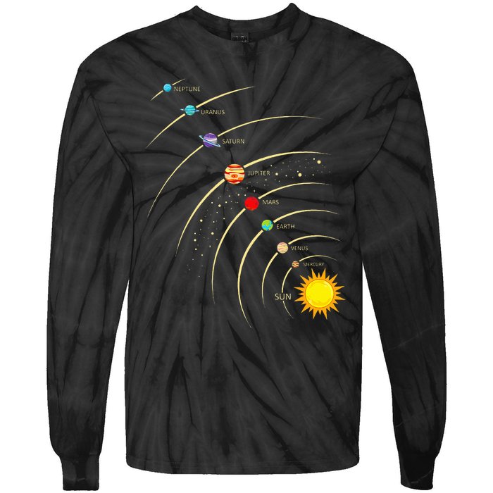 Solar System Planets & Orbit Educational Astrology Tie-Dye Long Sleeve Shirt