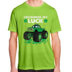 s St Patricks Day Boys s Crushing My Luck Monster Truck Adult ChromaSoft Performance T-Shirt