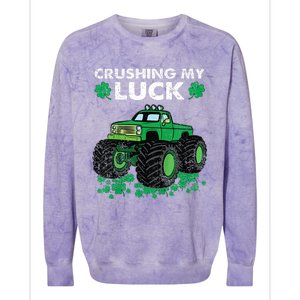 s St Patricks Day Boys s Crushing My Luck Monster Truck Colorblast Crewneck Sweatshirt