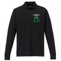 s St Patricks Day Boys s Crushing My Luck Monster Truck Performance Long Sleeve Polo