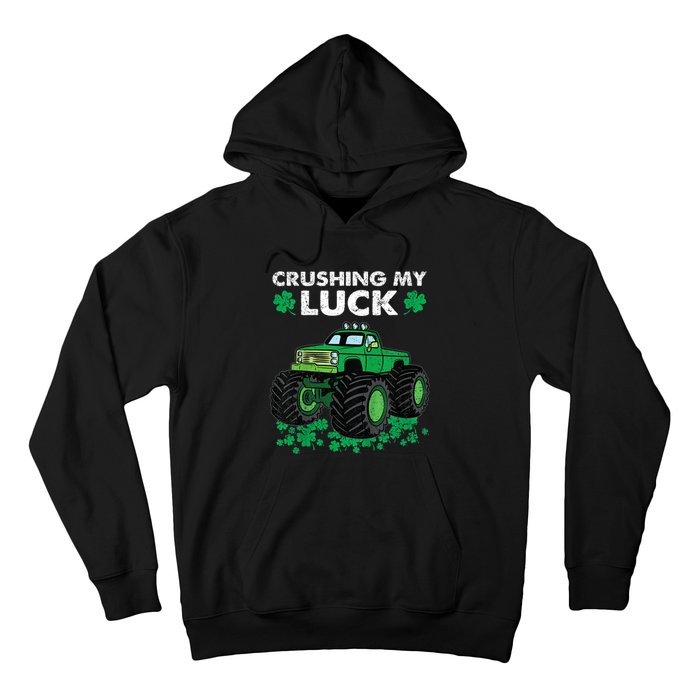 s St Patricks Day Boys s Crushing My Luck Monster Truck Hoodie