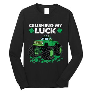 s St Patricks Day Boys s Crushing My Luck Monster Truck Long Sleeve Shirt