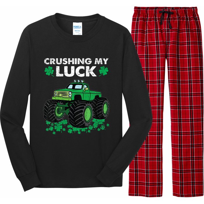 s St Patricks Day Boys s Crushing My Luck Monster Truck Long Sleeve Pajama Set