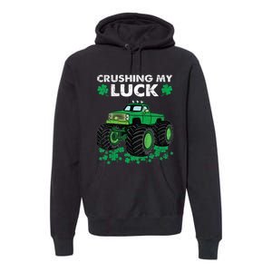 s St Patricks Day Boys s Crushing My Luck Monster Truck Premium Hoodie