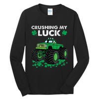 s St Patricks Day Boys s Crushing My Luck Monster Truck Tall Long Sleeve T-Shirt