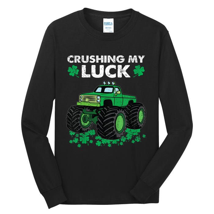 s St Patricks Day Boys s Crushing My Luck Monster Truck Tall Long Sleeve T-Shirt