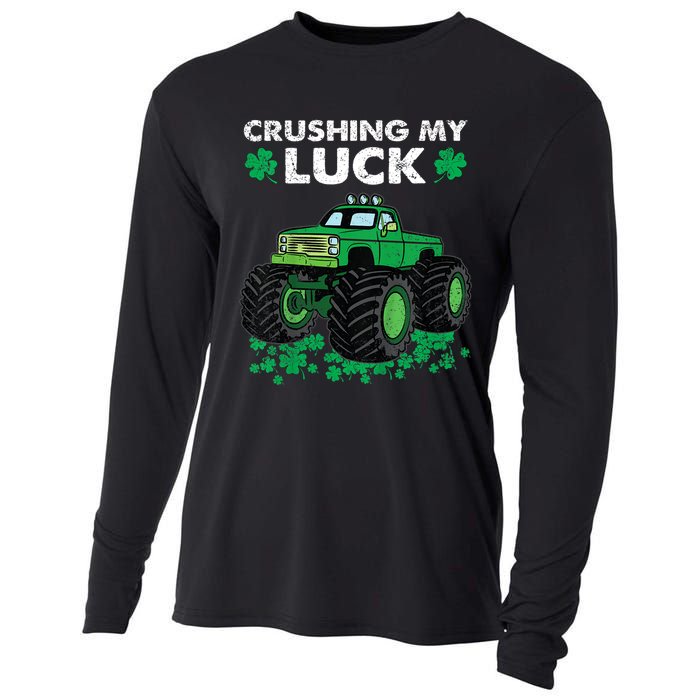 s St Patricks Day Boys s Crushing My Luck Monster Truck Cooling Performance Long Sleeve Crew