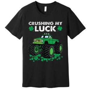 s St Patricks Day Boys s Crushing My Luck Monster Truck Premium T-Shirt