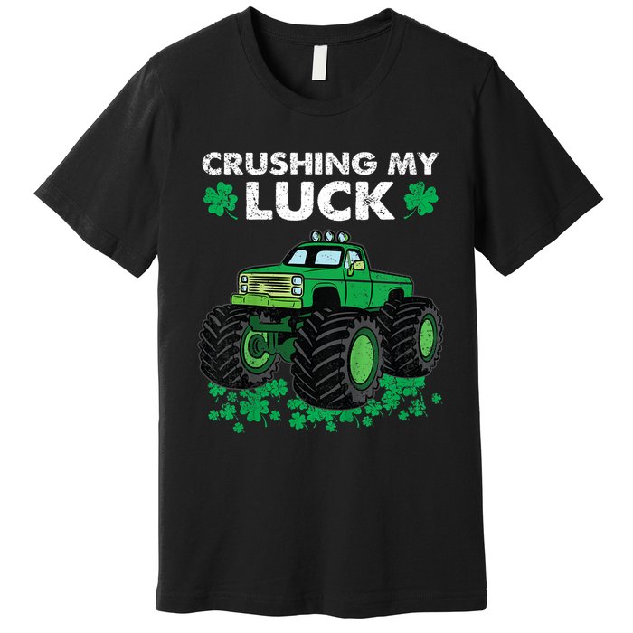 s St Patricks Day Boys s Crushing My Luck Monster Truck Premium T-Shirt