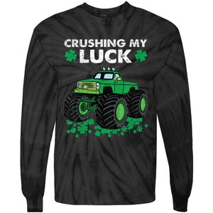 s St Patricks Day Boys s Crushing My Luck Monster Truck Tie-Dye Long Sleeve Shirt