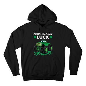 s St Patricks Day Boys s Crushing My Luck Monster Truck Tall Hoodie