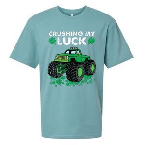 s St Patricks Day Boys s Crushing My Luck Monster Truck Sueded Cloud Jersey T-Shirt