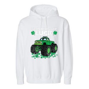 s St Patricks Day Boys s Crushing My Luck Monster Truck Garment-Dyed Fleece Hoodie