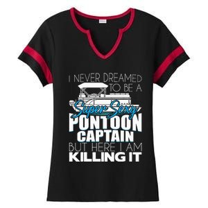 Super Sexy Pontoon Captain Funny Pontoon Boat Pontooning Ladies Halftime Notch Neck Tee