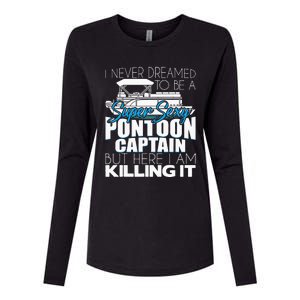 Super Sexy Pontoon Captain Funny Pontoon Boat Pontooning Womens Cotton Relaxed Long Sleeve T-Shirt