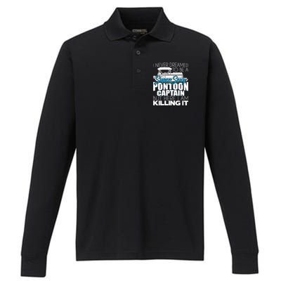 Super Sexy Pontoon Captain Funny Pontoon Boat Pontooning Performance Long Sleeve Polo