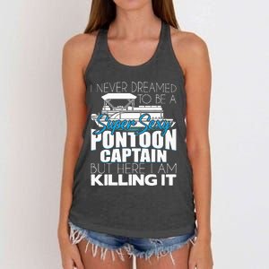 Super Sexy Pontoon Captain Funny Pontoon Boat Pontooning Women's Knotted Racerback Tank