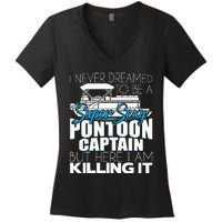 Super Sexy Pontoon Captain Funny Pontoon Boat Pontooning Women's V-Neck T-Shirt