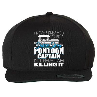 Super Sexy Pontoon Captain Funny Pontoon Boat Pontooning Wool Snapback Cap