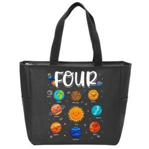 Solar System Planets Four 4 Years Old 4th Birthday Zip Tote Bag