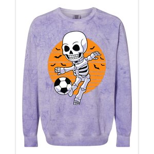 Skeleton Soccer Player Boy Funny Halloween Colorblast Crewneck Sweatshirt