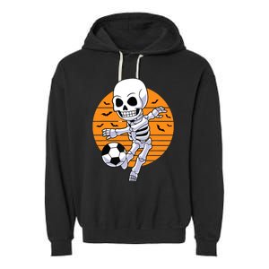 Skeleton Soccer Player Boy Funny Halloween Garment-Dyed Fleece Hoodie