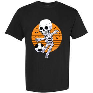 Skeleton Soccer Player Boy Funny Halloween Garment-Dyed Heavyweight T-Shirt