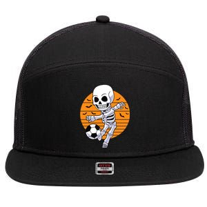 Skeleton Soccer Player Boy Funny Halloween 7 Panel Mesh Trucker Snapback Hat