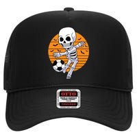 Skeleton Soccer Player Boy Funny Halloween High Crown Mesh Back Trucker Hat