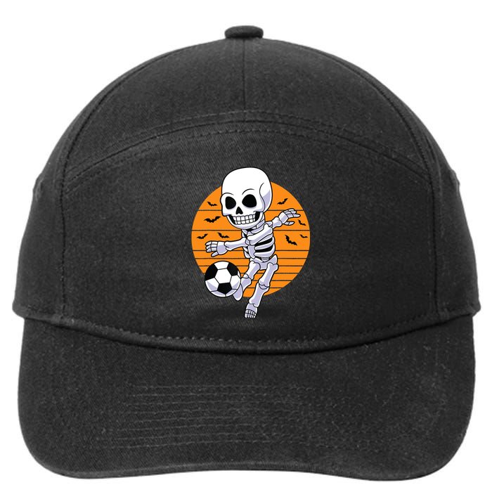 Skeleton Soccer Player Boy Funny Halloween 7-Panel Snapback Hat