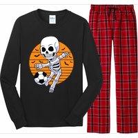 Skeleton Soccer Player Boy Funny Halloween Long Sleeve Pajama Set