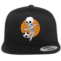 Skeleton Soccer Player Boy Funny Halloween Flat Bill Trucker Hat