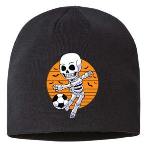 Skeleton Soccer Player Boy Funny Halloween Sustainable Beanie