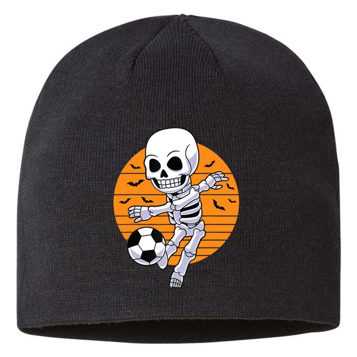 Skeleton Soccer Player Boy Funny Halloween Sustainable Beanie